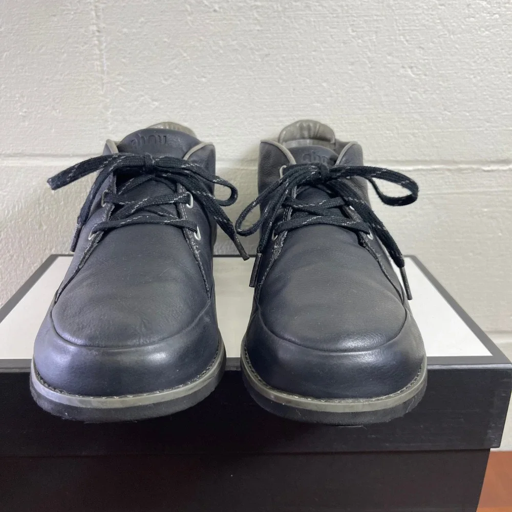 Ahnu AF2446BLK Chukka Ankle Boots Black Leather Lace Up Men's Size 13 US